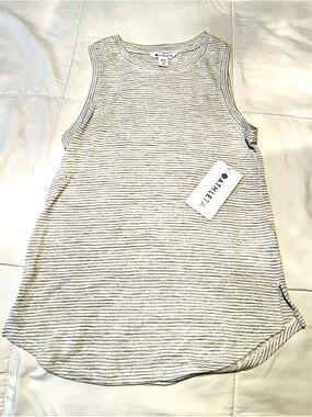 NWT Athleta Striped Sleeveless Tank Top - Cream and Gray-Size XS